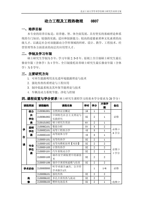 动力工程及工程热物理0807-北京工业大学研究生院