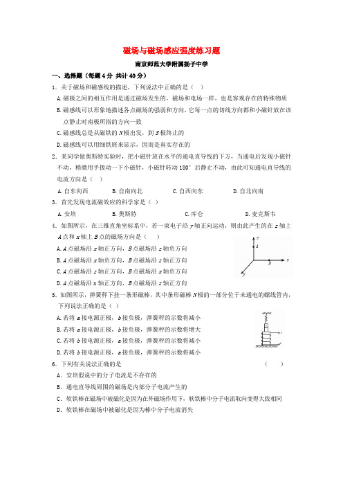 高二物理磁场与磁场感应强度练习题 新课标 人教版 选修1-1