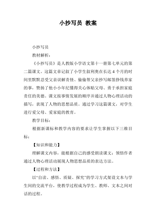 小抄写员 教案