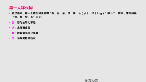 古文的人称代词PPT课件
