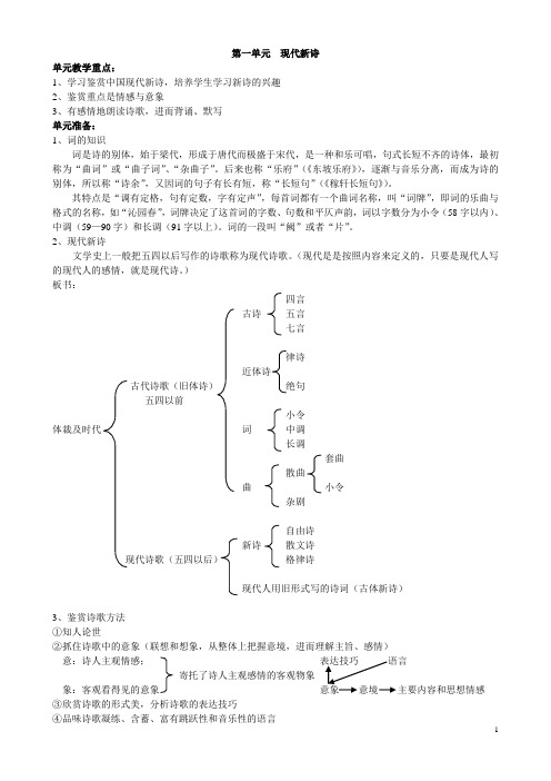 人教版语文必修一第一单元教案