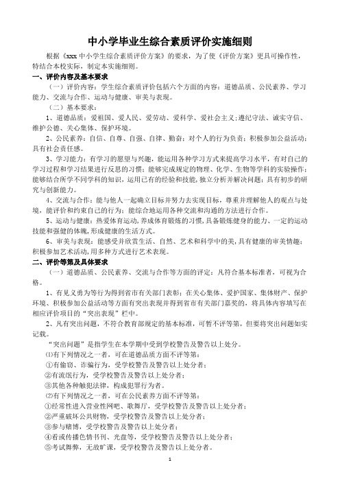 学生综合素质评价实施细则