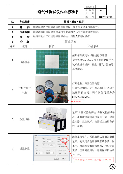透气性测试仪作业标准书