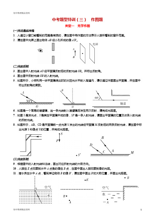 人教版初中物理中考题型特训(三)  作图题