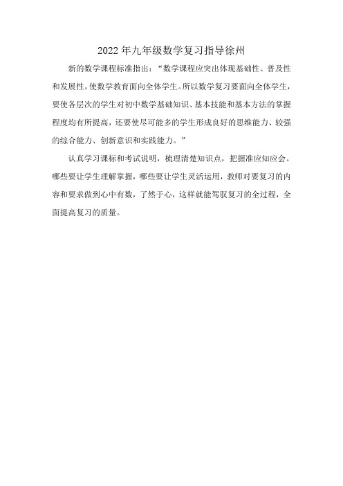 2022年九年级数学复习指导徐州