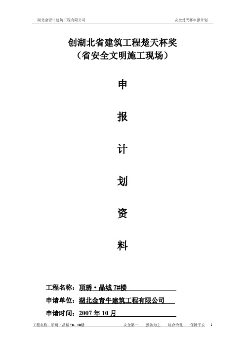申报楚天杯奖(省安全文明施工现场)
