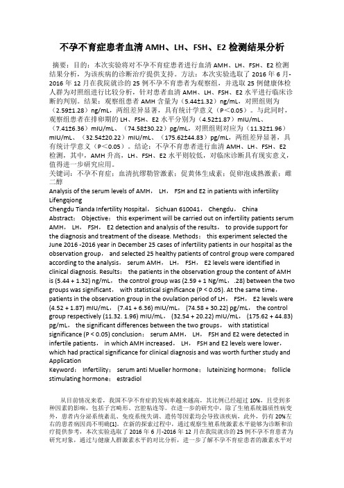 不孕不育症患者血清AMH、LH、FSH、E2检测结果分析