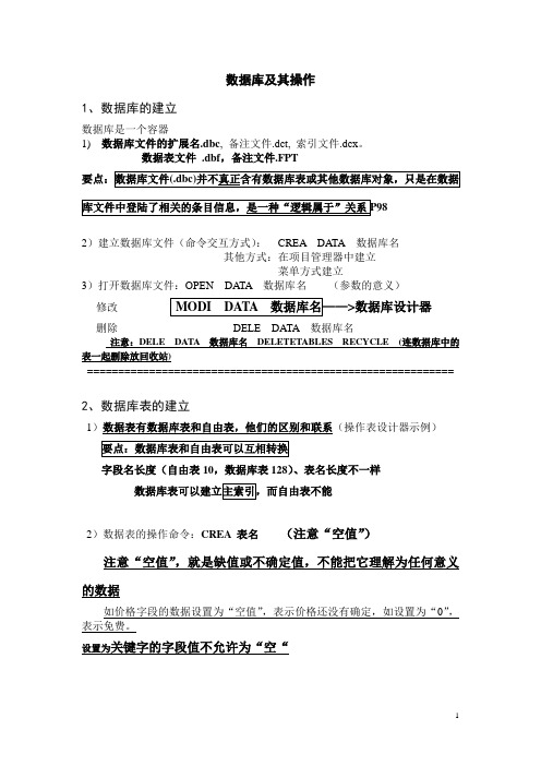 VF 数据库及其操作