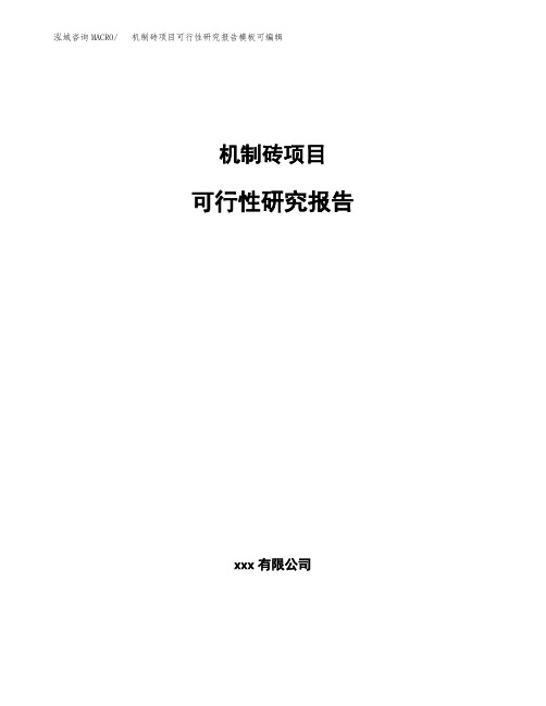 机制砖项目可行性研究报告模板可编辑