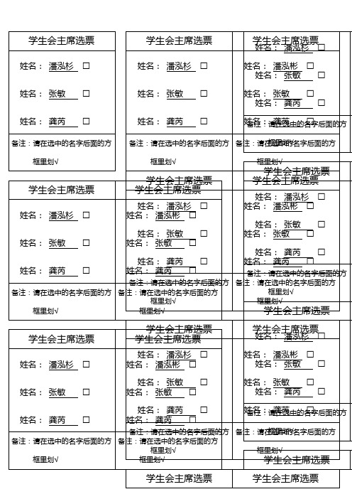学生会主席选票