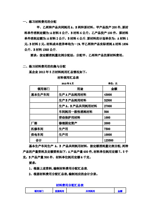 成本管理会计作业