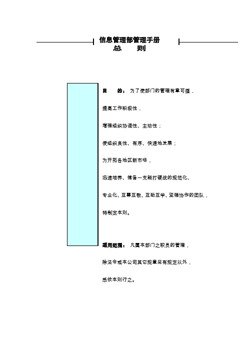 8、制度建设——信息管理部手册(架构、岗位说明书、职责、考核体系、管理流程等)
