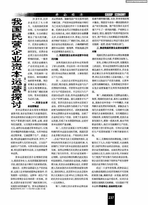 我国民营企业资本运营探讨