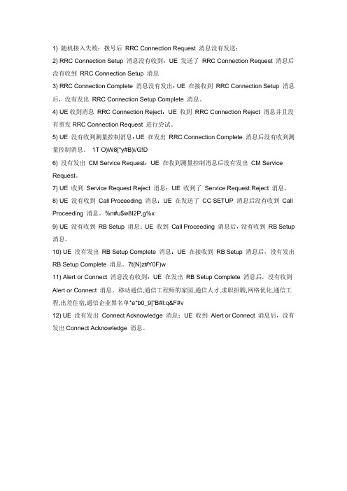 WCDMA呼叫建立失败原因分析