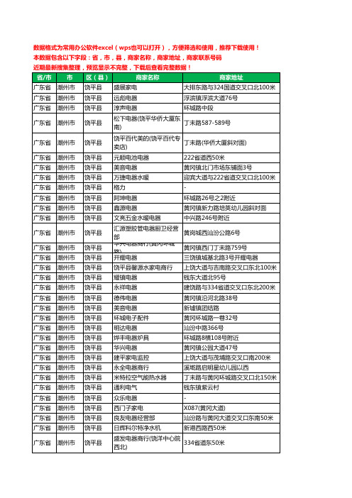 2020新版广东省潮州市饶平县家用电器工商企业公司商家名录名单联系电话号码地址大全308家