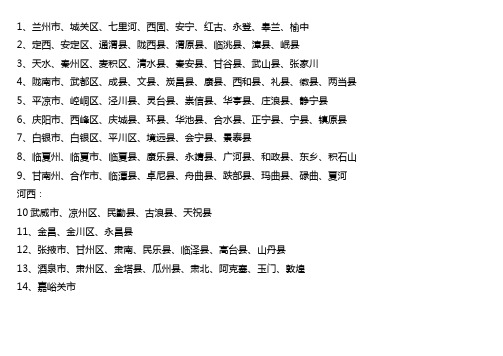 甘肃省各地名称