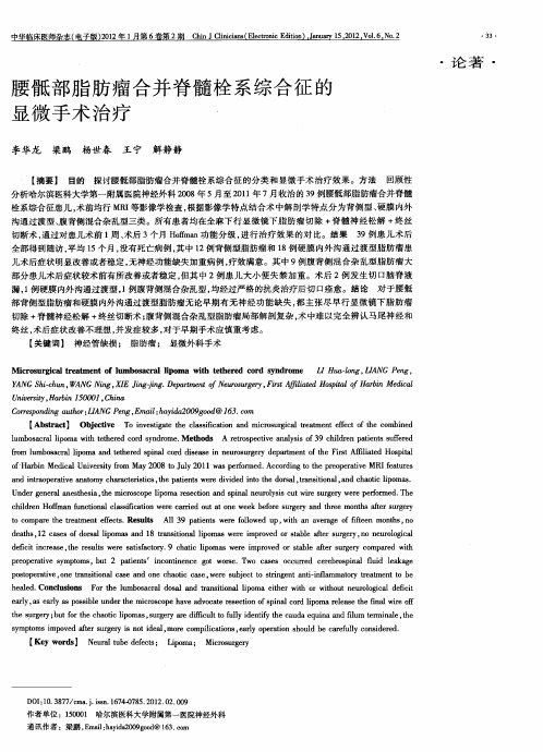 腰骶部脂肪瘤合并脊髓栓系综合征的显微手术治疗