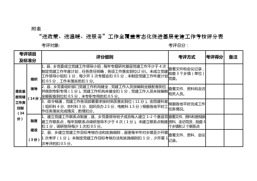 基层党建工作考核评分表