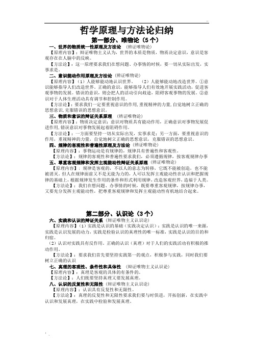 高中政治哲学原理与方法论归纳(新人教版必修4)