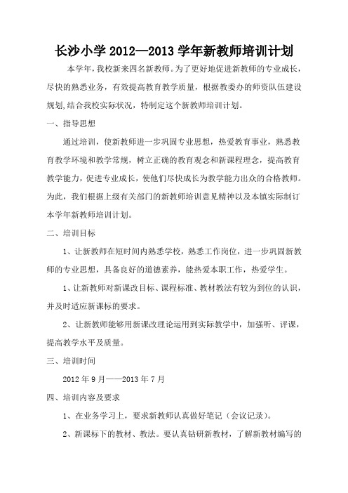 新教师培训计划