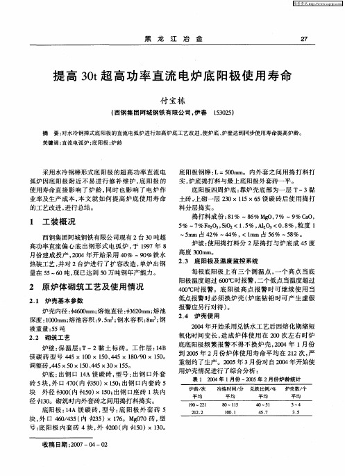 提高30t超高功率直流电炉底阳极使用寿命