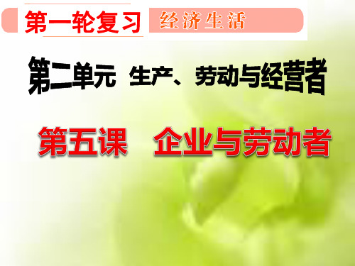 2018年高考一轮复习-《第五课-企业与劳动者》