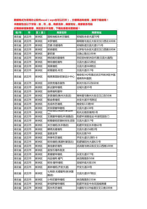 2020新版湖北省武汉市新洲区壁纸工商企业公司商家名录名单联系电话号码地址大全53家