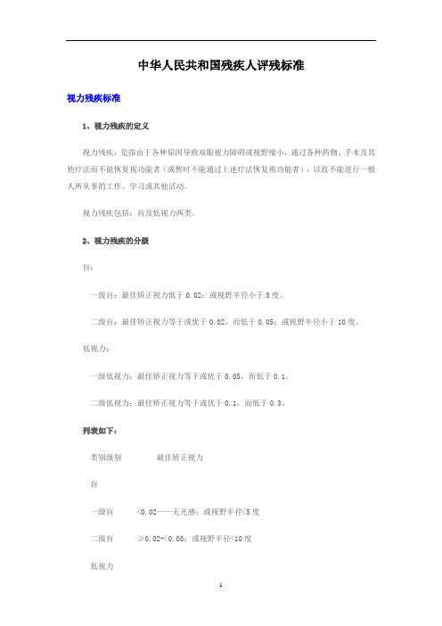 2020年整理中华人民共和国残疾人评残标准.doc