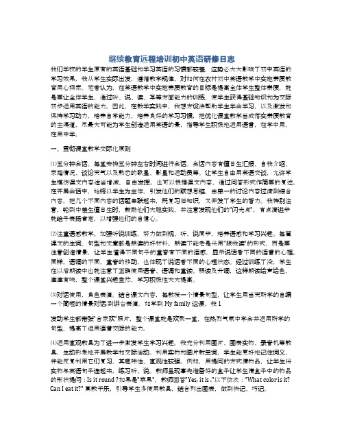 继续教育远程培训初中英语研修日志
