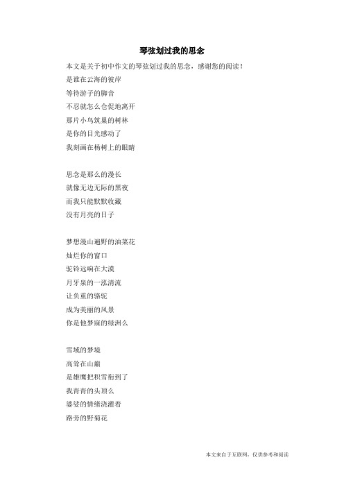 琴弦划过我的思念_初中作文
