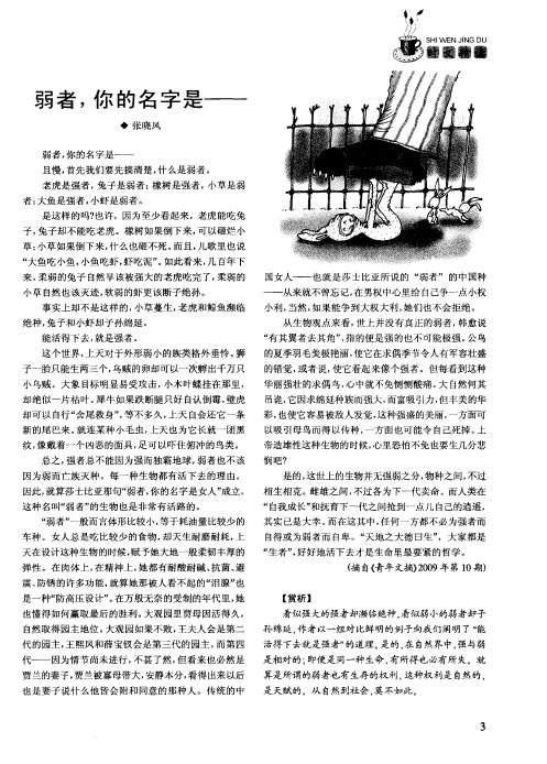 弱者,你的名字是——