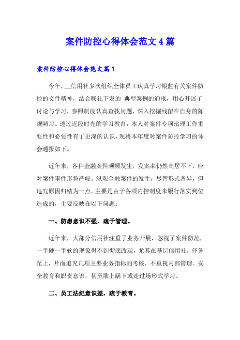 案件防控心得体会范文4篇