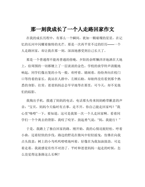 那一刻我成长了一个人走路回家作文