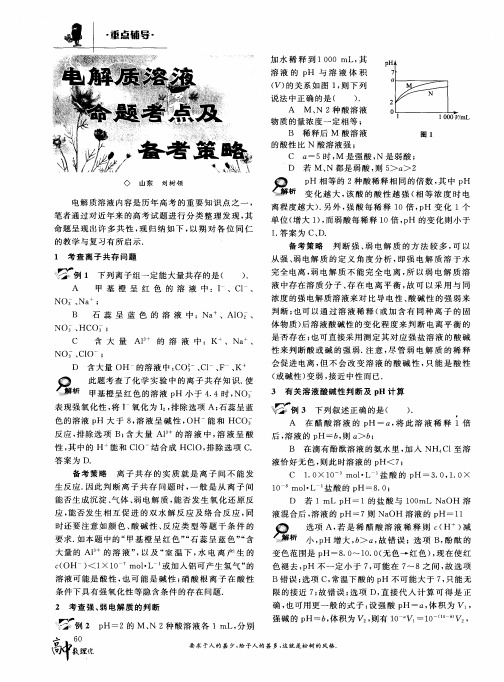 电解质溶液命题考点及备考策略