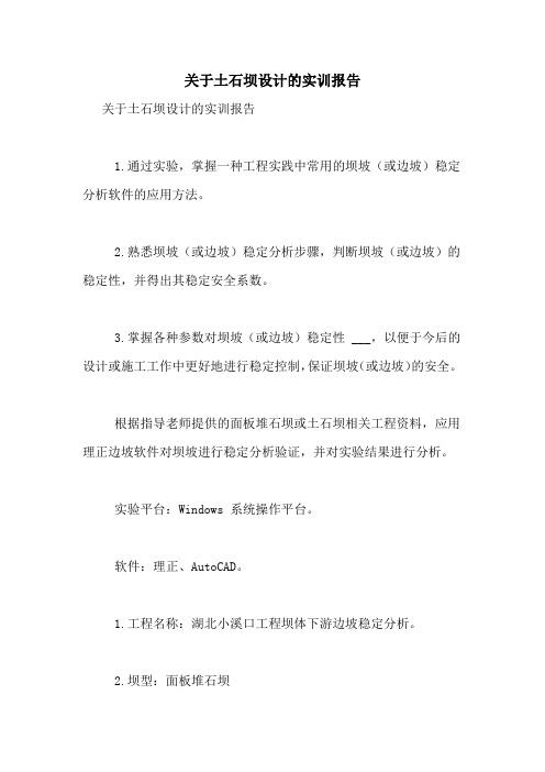 2021年关于土石坝设计的实训报告