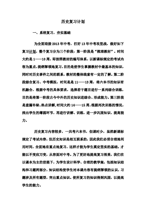 2013历史复习计划