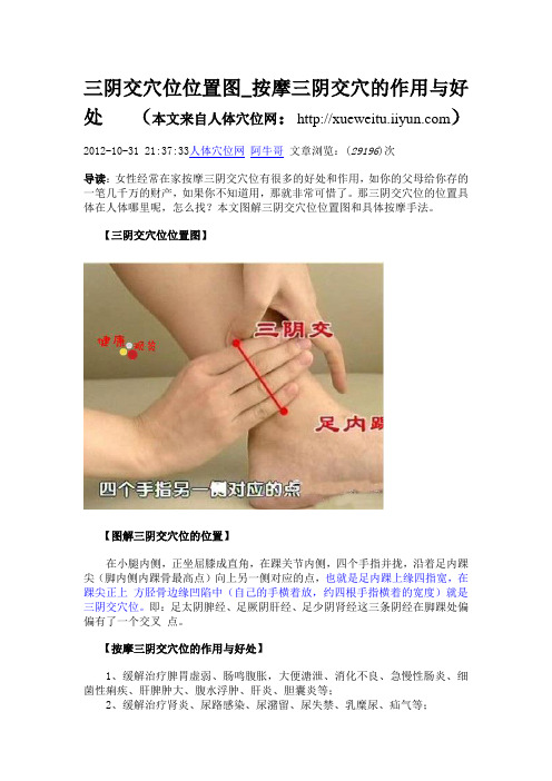 三阴交穴位位置图