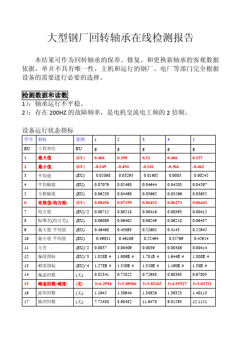 大型钢厂回转轴承在线检测报告