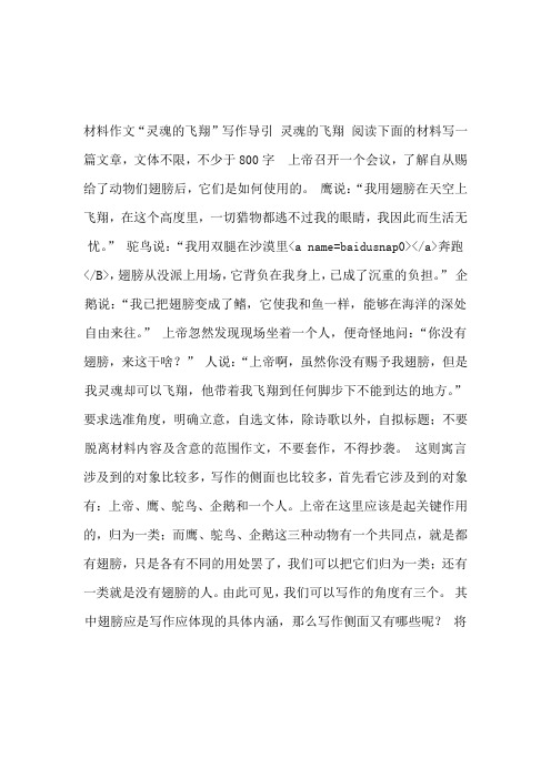材料作文灵魂的飞翔