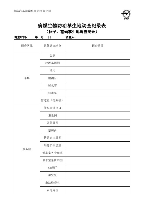 病媒生物防治孳生地调查资料