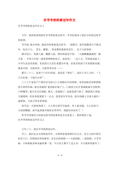 在爷爷奶奶家过年作文