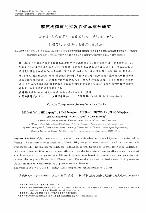 麻疯树树皮的挥发性化学成分研究