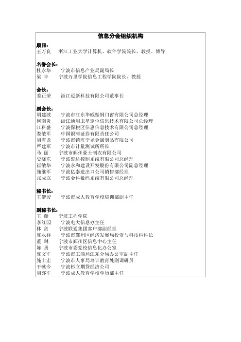 信息分会组织机构-浙江工业大学计算机学院