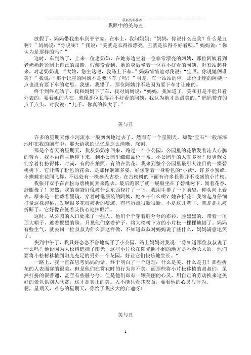 关于美与丑的作文精编版