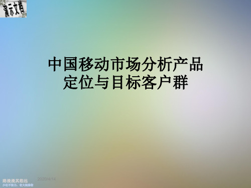 中国移动市场分析产品定位与目标客户群