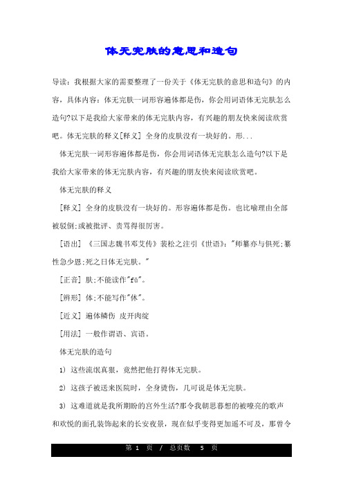 体无完肤的意思和造句