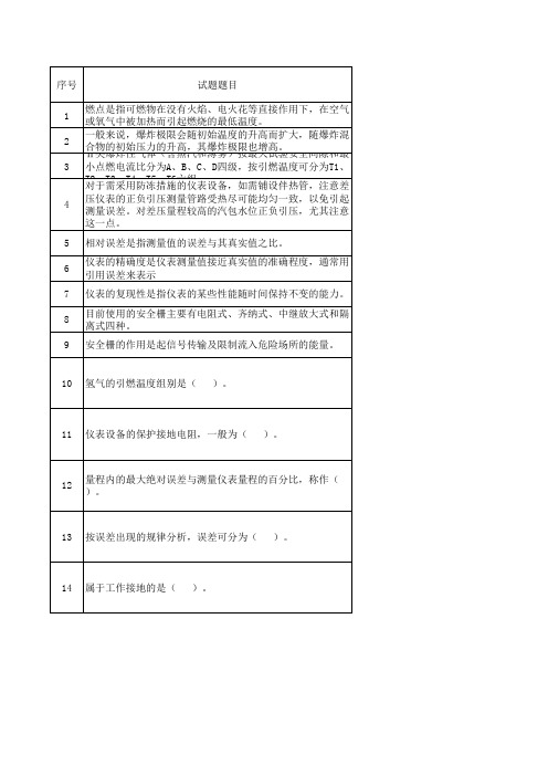 化工自动化仪表作业考试题库-过程安全管理基本知识