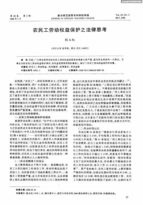 农民工劳动权益保护之法律思考
