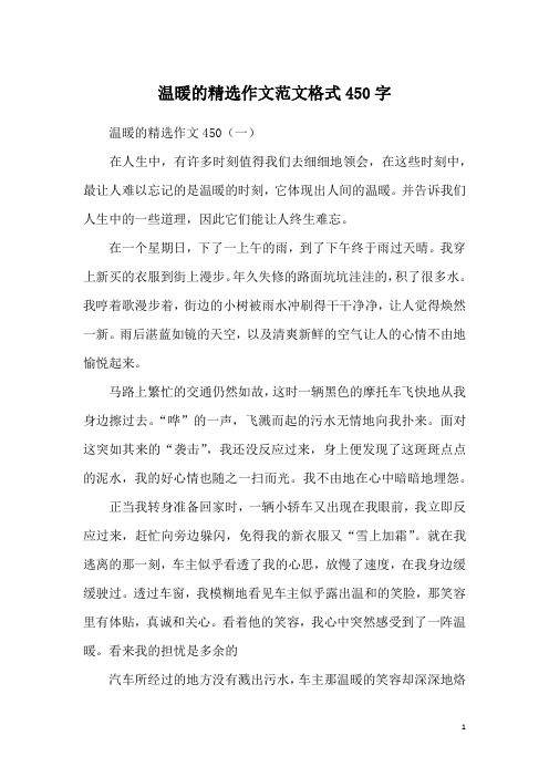 温暖的精选作文范文格式450字