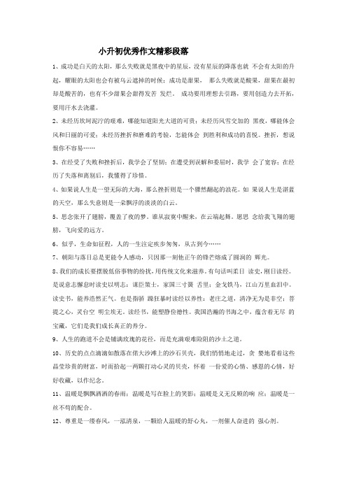 小升初优秀作文精彩段落